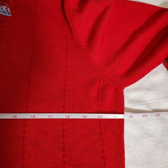 Vtg Berek 2 Sweater Cardigan Red Embellished Purse Shoes Sequins Artsy Size XL - Picture 9 of 13